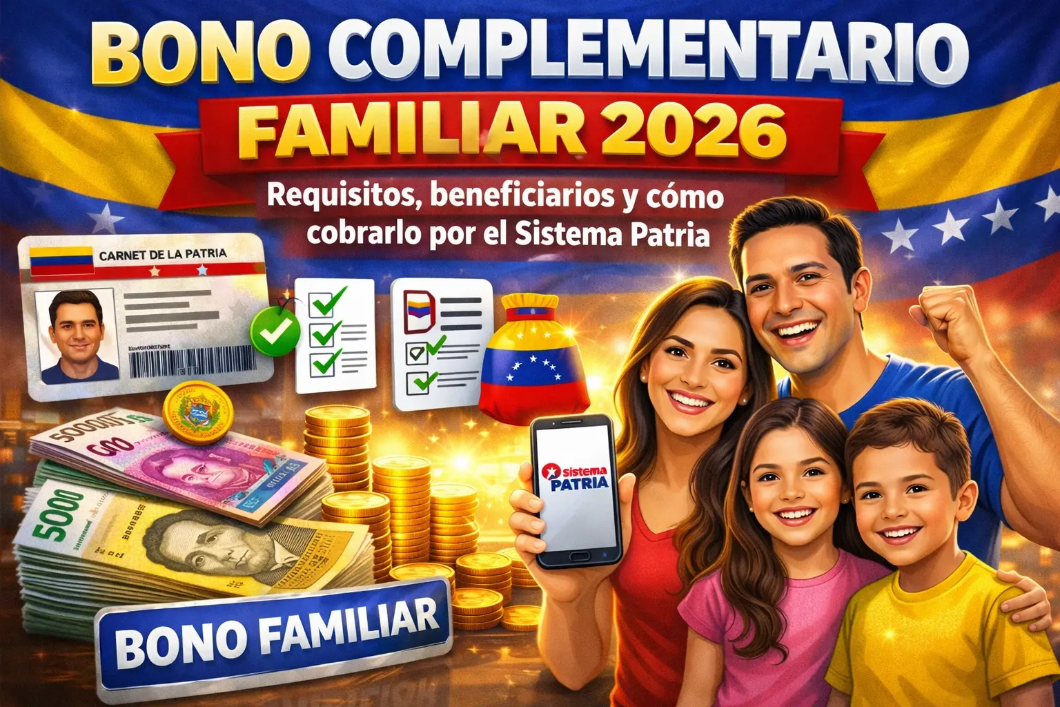 Bono Complementario Familiar 2026: requisitos, beneficiarios y cómo cobrarlo por el Sistema Patria