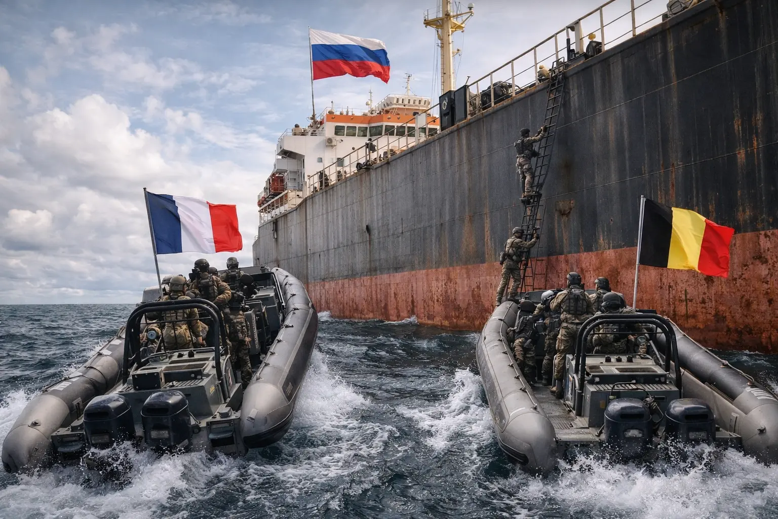 Las Fuerzas Armadas de Francia y Bélgica capturaron a un buque que pertenecería a la “Flota en la Sombra” de Rusia