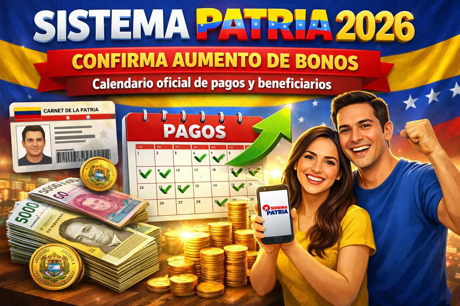 Sistema Patria 2026 confirma aumento de bonos: calendario oficial de pagos y beneficiarios